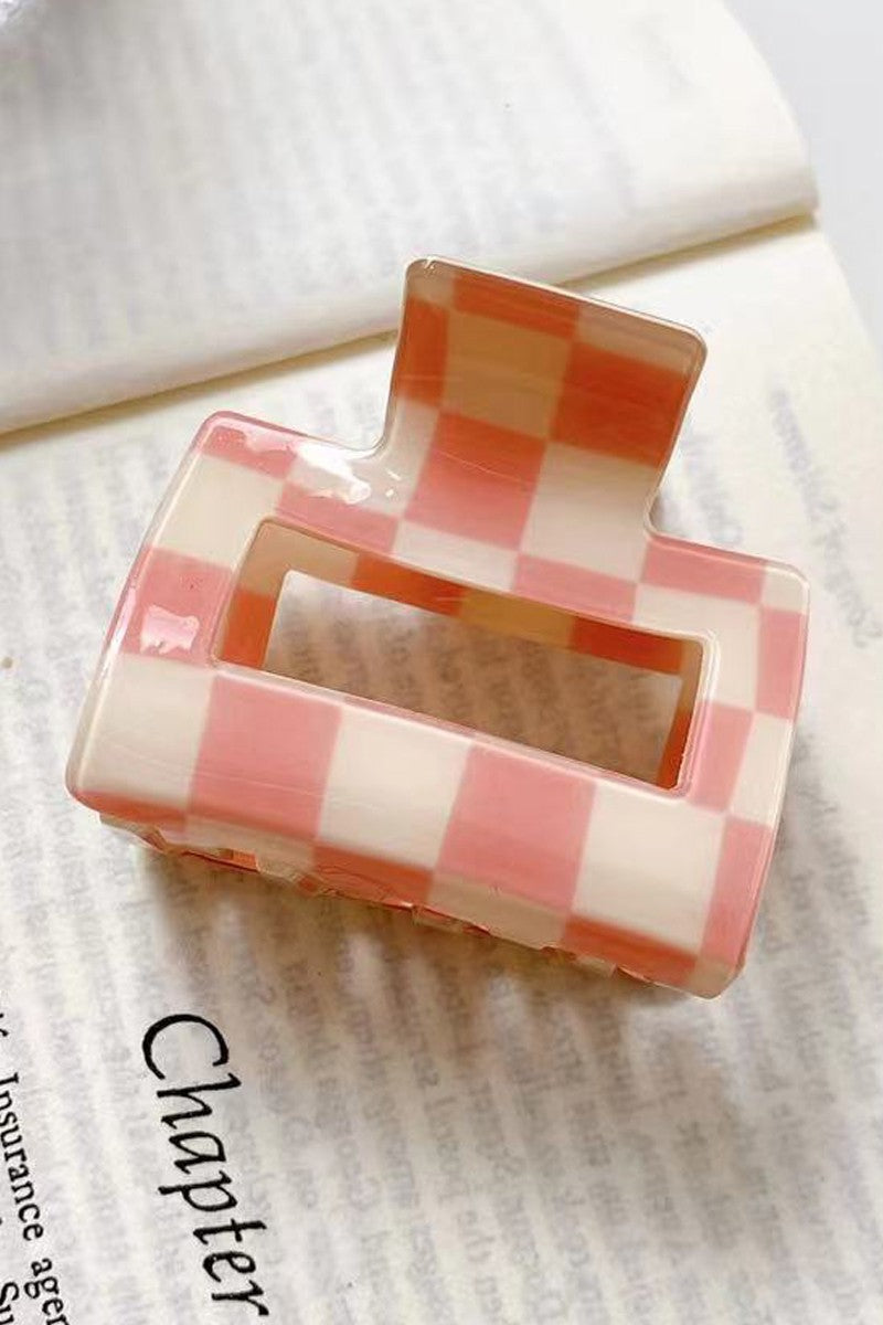 Checkered Square Claw Clip
