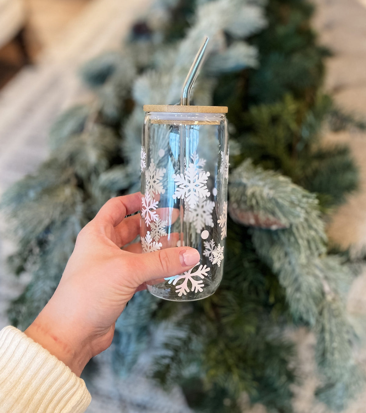 Holiday Glass Cup - Snowflake