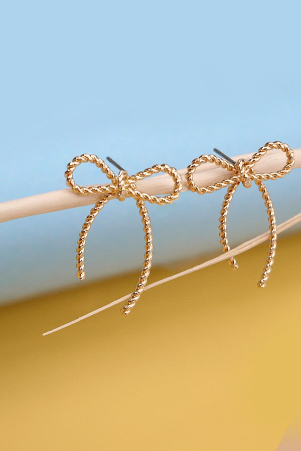 Rope Bow Stud Earrings